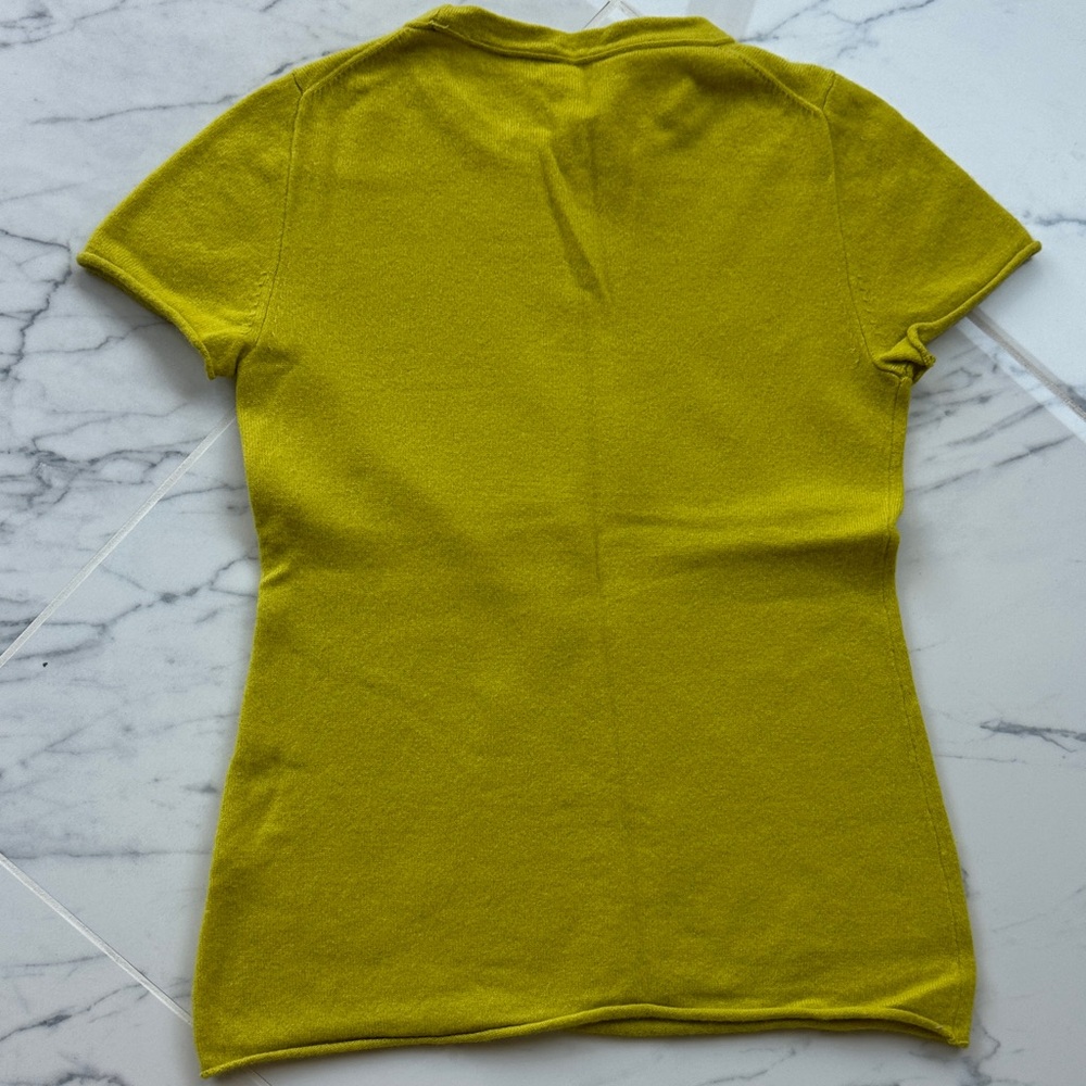J. Crew 100% cashmere Short Sleeve Sweater Tee burnished citron - Picture 6 of 9